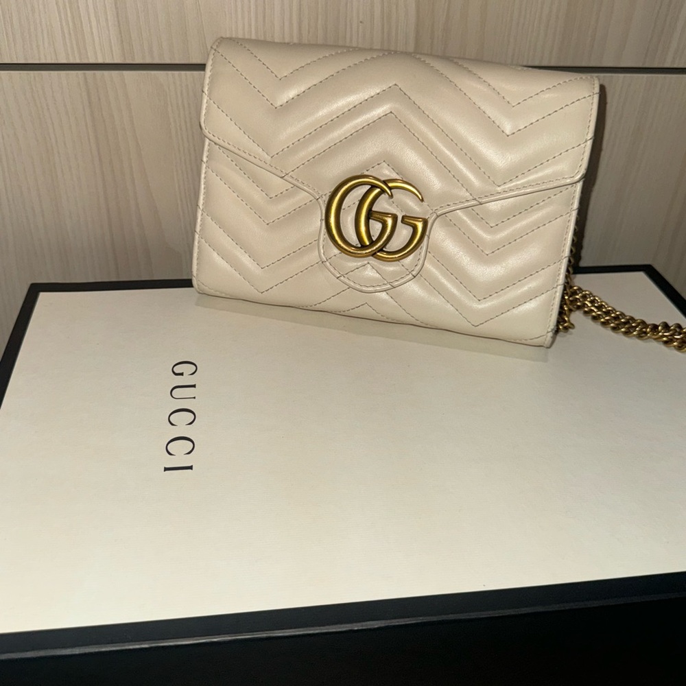 Gucci MARMONT Cream Quilted Leather MINI  Bag